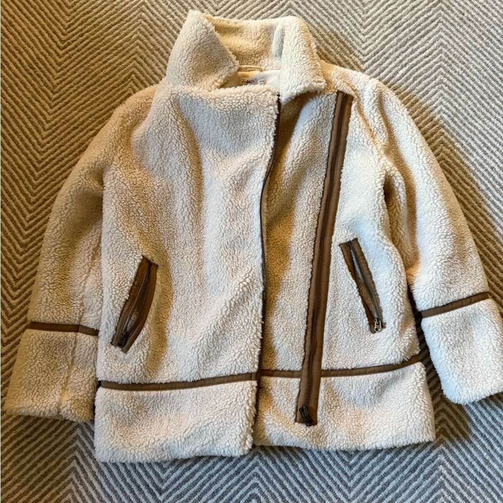 Faherty Cream and Brown Sherpa jacket